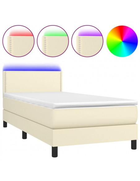 Giroletto a Molle con Materasso e LED Crema 100x200 cm