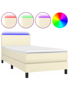 Giroletto a Molle con Materasso e LED Crema 100x200 cm