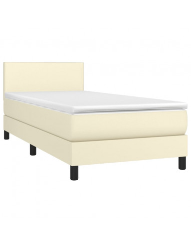 Giroletto a Molle con Materasso e LED Crema 100x200 cm