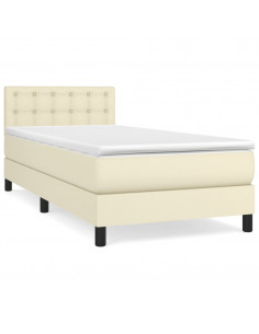 Giroletto a Molle con Materasso Crema 100x200 cm in Similpelle