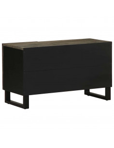 Mobile Porta TV Nero 80x33x46 cm in Legno Massello di Mango