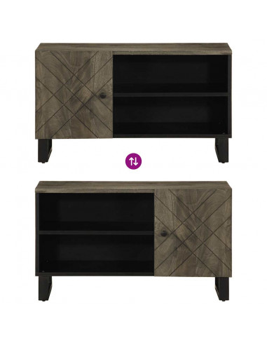 Mobile Porta TV Nero 80x33x46 cm in Legno Massello di Mango