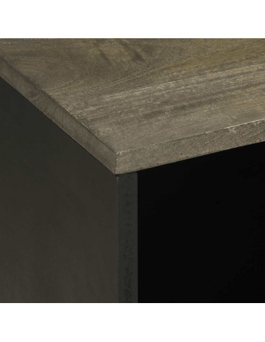 Mobile Porta TV Nero 80x33x46 cm in Legno Massello di Mango