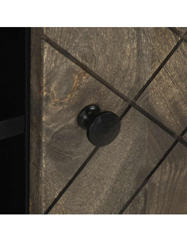 Mobile Porta TV Nero 80x33x46 cm in Legno Massello di Mango