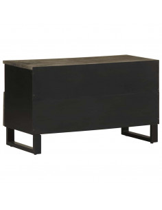 Mobile Porta TV Nero 80x33x46 cm in Legno Massello di Mango