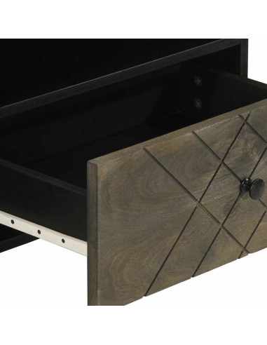 Mobile Porta TV Nero 80x33x46 cm in Legno Massello di Mango