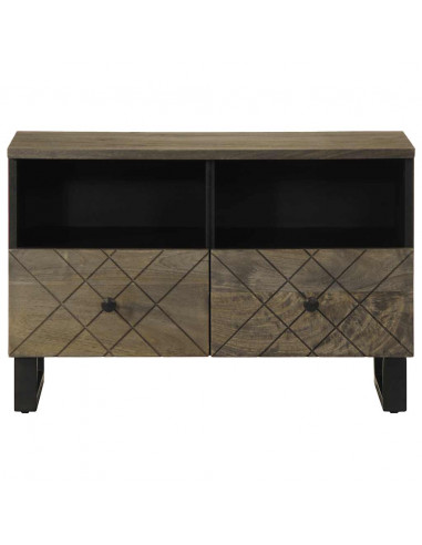 Mobile Porta TV Nero 70x33x46 cm in Legno Massello di Mango