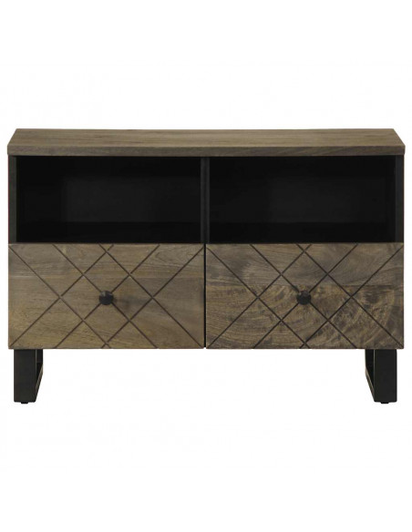 Mobile Porta TV Nero 70x33x46 cm in Legno Massello di Mango