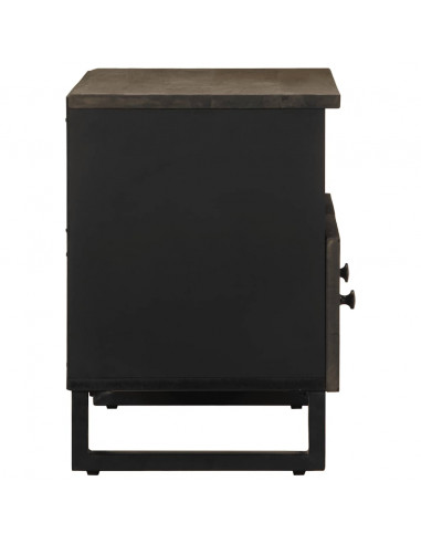 Mobile Porta TV Nero 70x33x46 cm in Legno Massello di Mango