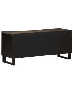 Mobile Porta TV Nero 105x33x46 cm in Legno Massello di Mango