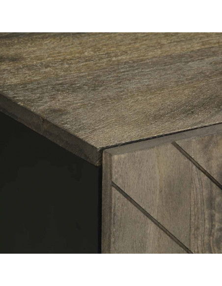 Mobile Porta TV Nero 105x33x46 cm in Legno Massello di Mango