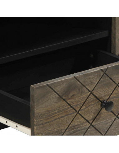 Mobile Porta TV Nero 105x33x46 cm in Legno Massello di Mango