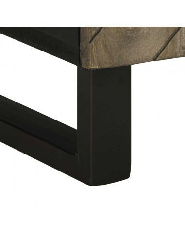 Mobile Porta TV Nero 105x33x46 cm in Legno Massello di Mango