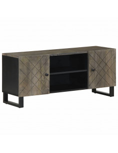 Mobile Porta TV Nero 105x33x46 cm in Legno Massello di Mango