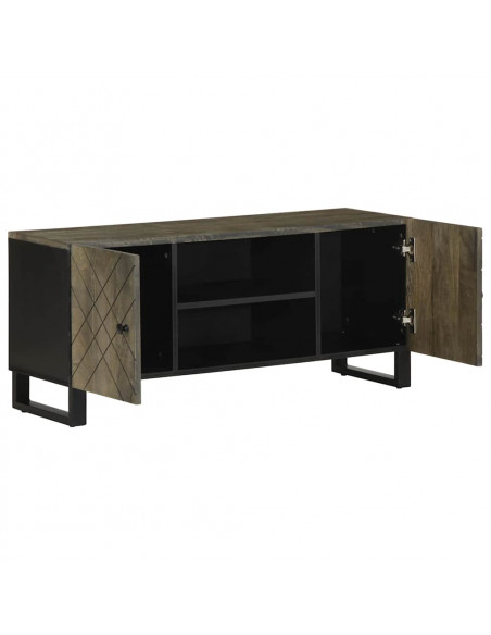Mobile Porta TV Nero 105x33x46 cm in Legno Massello di Mango