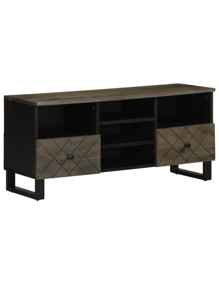 Mobile Porta TV Nero 100x33x46 cm in Legno Massello di Mango