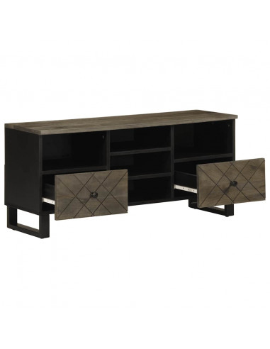 Mobile Porta TV Nero 100x33x46 cm in Legno Massello di Mango