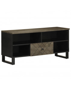 Mobile Porta TV Nero 100x33x46 cm in Legno Massello di Mango