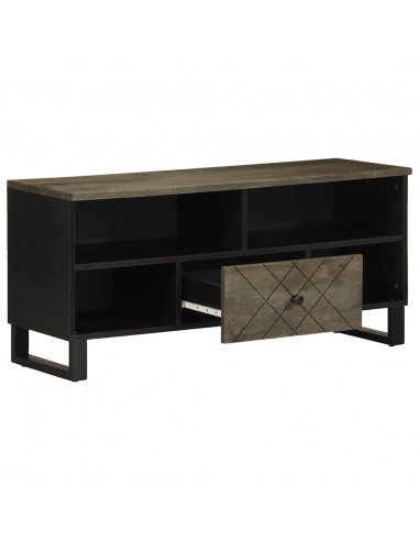 Mobile Porta TV Nero 100x33x46 cm in Legno Massello di Mango