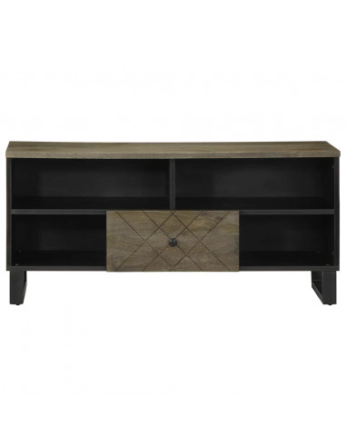 Mobile Porta TV Nero 100x33x46 cm in Legno Massello di Mango