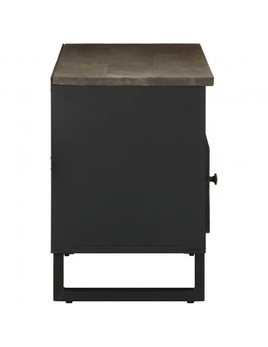 Mobile Porta TV Nero 100x33x46 cm in Legno Massello di Mango