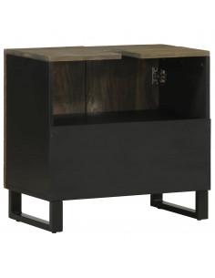Mobile Lavabo Nero 62x33x58 cm Legno Massello di Mango