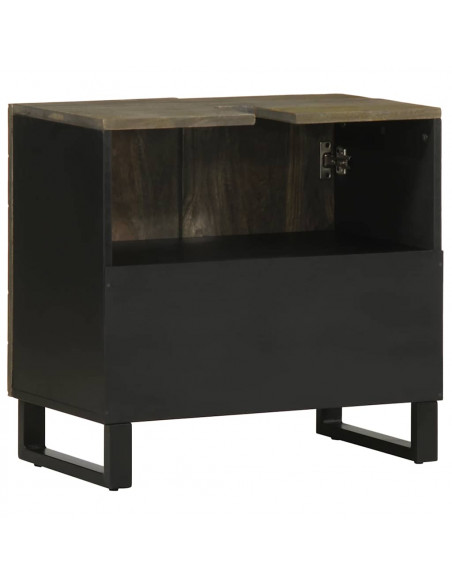 Mobile Lavabo Nero 62x33x58 cm Legno Massello di Mango