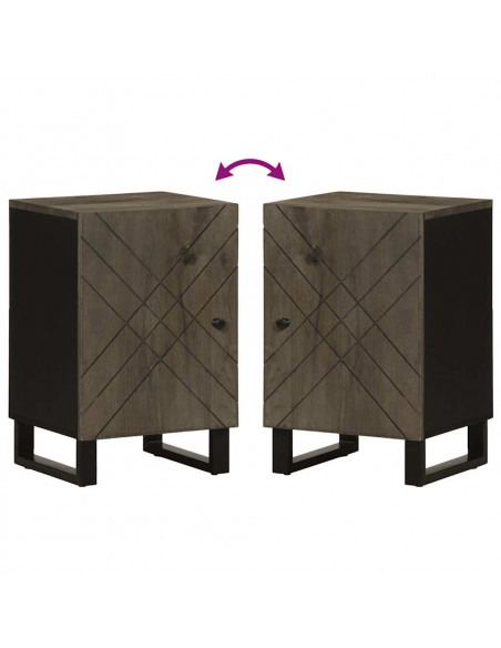 Mobile da Bagno Nero 38x33x58 cm in Legno Massello di Mango