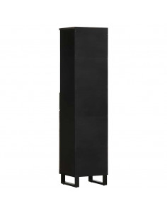 Mobile da Bagno Nero 38x33x160 cm in Legno Massello di Mango