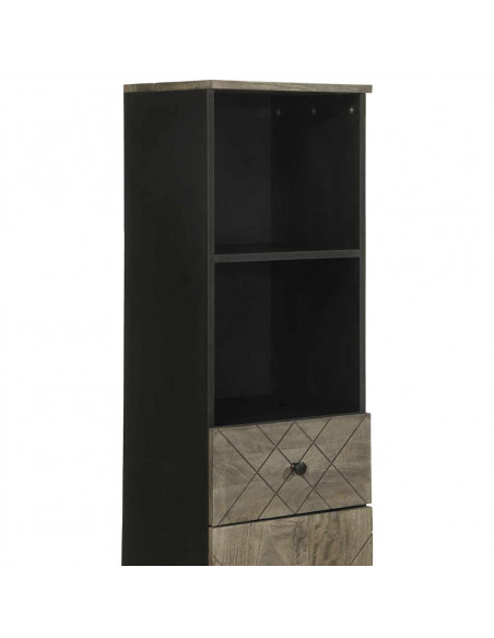 Mobile da Bagno Nero 38x33x160 cm in Legno Massello di Mango