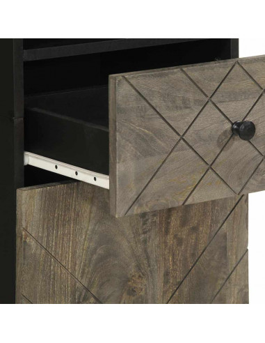 Mobile da Bagno Nero 38x33x160 cm in Legno Massello di Mango