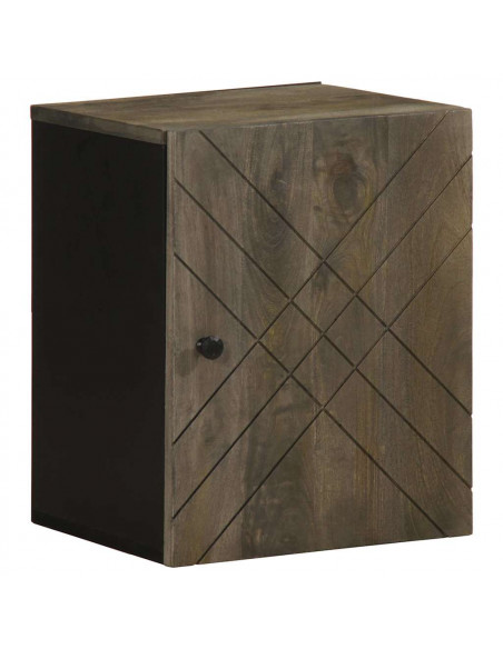 Mobile da Bagno a Parete Nero 38x33x48 cm Legno Massello Mango