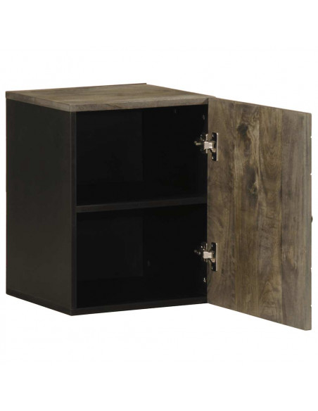 Mobile da Bagno a Parete Nero 38x33x48 cm Legno Massello Mango