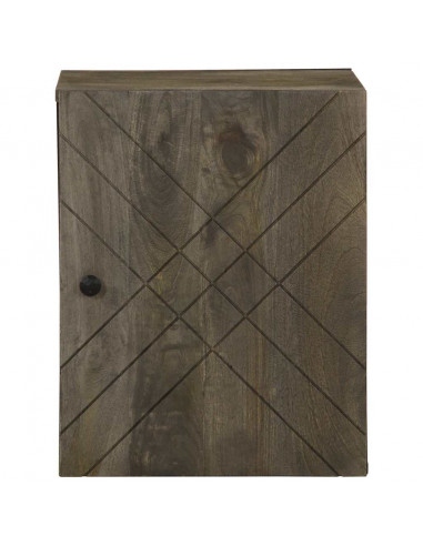 Mobile da Bagno a Parete Nero 38x33x48 cm Legno Massello Mango