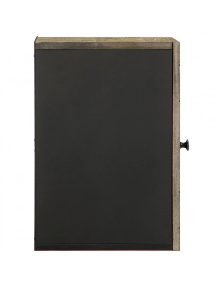 Mobile da Bagno a Parete Nero 38x33x48 cm Legno Massello Mango