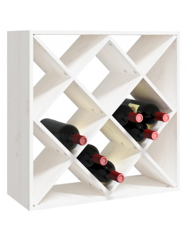 Portabottiglie Bianco 62x25x62 cm in Legno Massello di Pino
