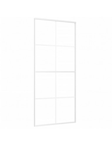Porta Scorrevole in Vetro ESG e Alluminio 90x205 cm Bianca
