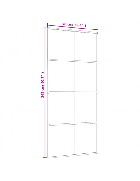 Porta Scorrevole in Vetro ESG e Alluminio 90x205 cm Bianca