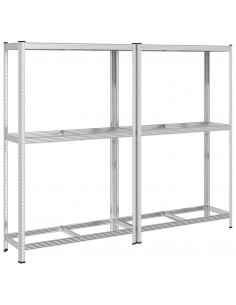 Ripiani Pneumatici a 2 Strati 2 pz Argento Acciaio e Truciolato