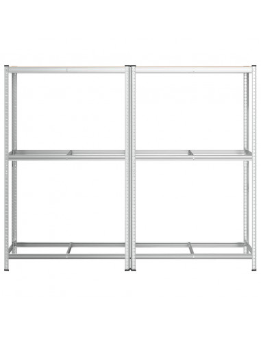 Ripiani Pneumatici a 2 Strati 2 pz Argento Acciaio e Truciolato