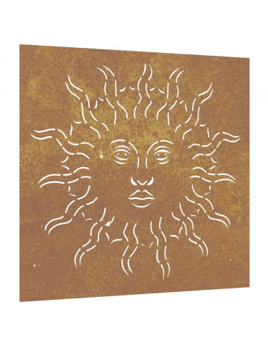 Decorazione Muro da Giardino 55x55 cm Sole in Acciaio Corten