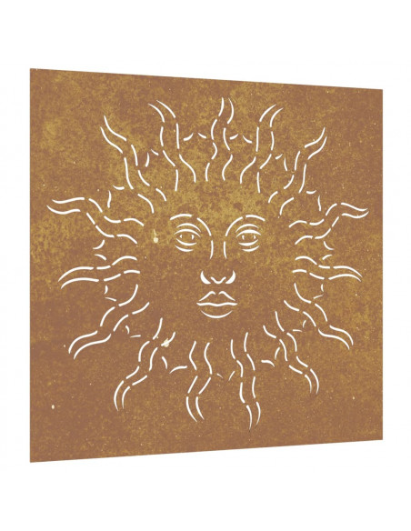 Decorazione Muro da Giardino 55x55 cm Sole in Acciaio Corten