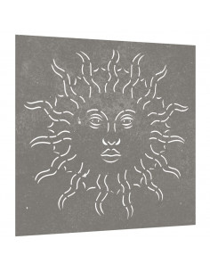 Decorazione Muro da Giardino 55x55 cm Sole in Acciaio Corten 2