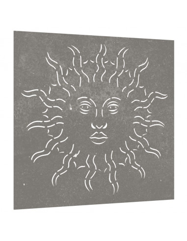 Decorazione Muro da Giardino 55x55 cm Sole in Acciaio Corten