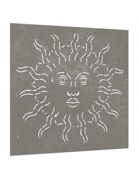 Decorazione Muro da Giardino 55x55 cm Sole in Acciaio Corten