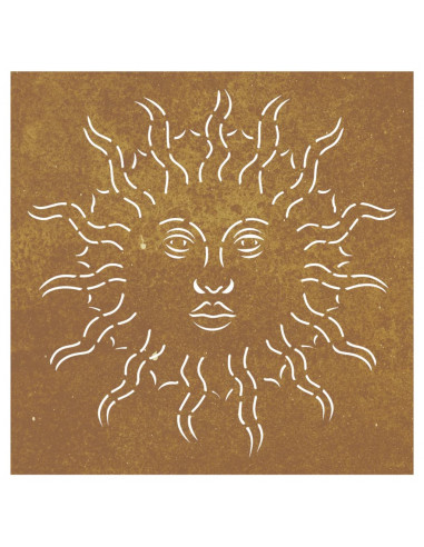 Decorazione Muro da Giardino 55x55 cm Sole in Acciaio Corten