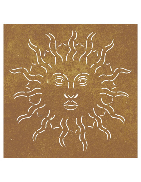 Decorazione Muro da Giardino 55x55 cm Sole in Acciaio Corten