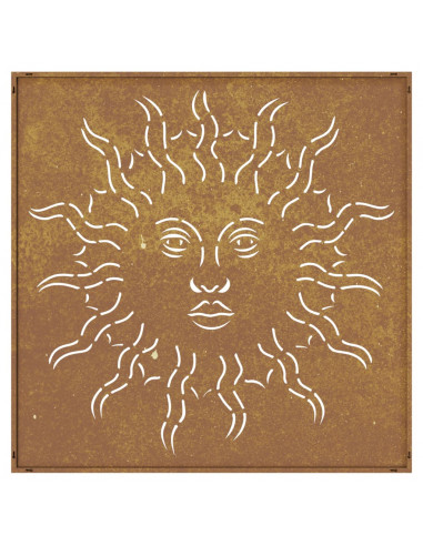 Decorazione Muro da Giardino 55x55 cm Sole in Acciaio Corten