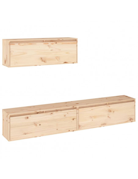 Mobili Porta TV 3 pz in Legno Massello di Pino
