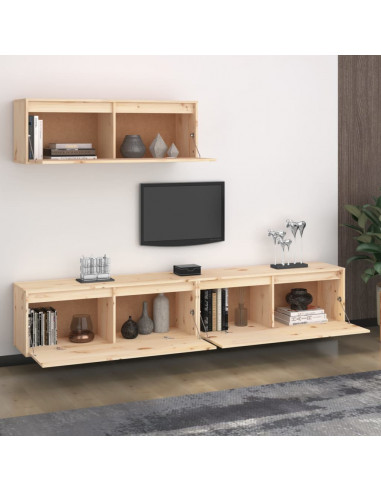 Mobili Porta TV 3 pz in Legno Massello di Pino